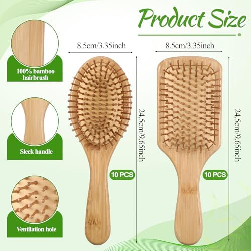 20 Pcs Bamboo Hair Brush Bulk Wooden Hair Brush for All Hair Types - Image 2