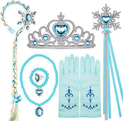 Golray Princess Dress Up Accessories Jewelry Play Toy Set for Girls with Headband Braid Wig, Crowns, Necklaces, Wands, Rings, Bracelets Gloves Princess Costume Accessories by Golray