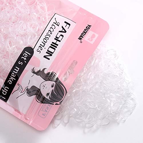 Youxuan 1000-Pack Elastic Hair Ties Non-slip Rubber Hair Bands for Girls, Clear by YOUXUAN