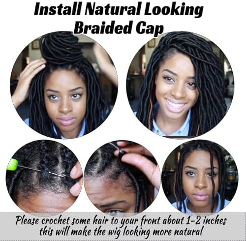 Crochet Wig Cap Breathable Braided Cornrow Cap with Adjustable Straps for Easier Sew in Hair Weave Glueless Black Braided Wig Cap with Combs for Making Wig (crochet caps,2pcs) - Image 4