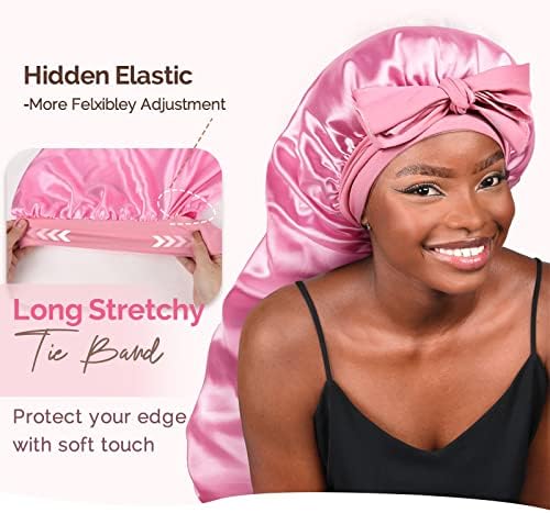 YANIBEST 2Pcs Silk Feeling Bonnet for Sleeping Braid Bonnet for Long Hair - Image 3