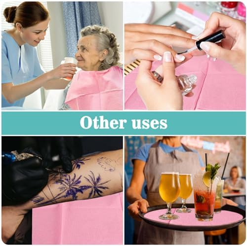 MAQIHAN 75pcs Dental Bibs Disposable - Pink Dentist Bib for Nail, Tattoo - Image 6