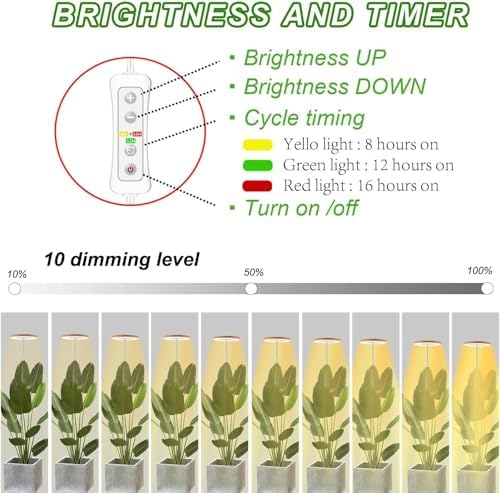 Plant Grow Light, LED Growing Light Full Spectrum for Indoor Plants, Paired with a Soil Tester,Height Adjustable, Automatic Timer, 5V Low Safe Voltage,Idea for Large Plant Light - Image 4