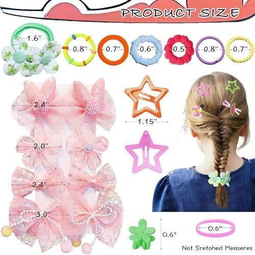 882Pcs Hair Accessories for Girls Elastic Ties Clips Kit Colored - Image 4