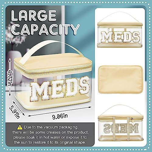 Geetery Meds Travel Bag Beige, Meds Chenille Letter Clear - Image 3