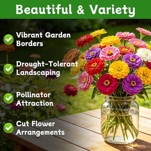LUOJIBIE Zinnia Seeds for 2027, 6,000+ California Giant Zinnia Seeds Bulk, Double Dahlia Zinnia Mixed Color Seeds, Flower Seeds for Planting Outdoor Garden, Non-GMO Heirloom, Easy to Grow - Image 2