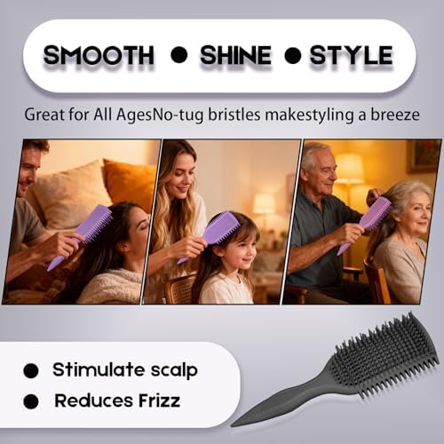 Detangler Brush for Curly Hair, Lightweight Curly Hair Brush with Vented Design for Easy Glide, Effortlessly Detangles Without Pulling or Snagging, Suitable for All Wet and Dry Hair Types (Black) - Image 5