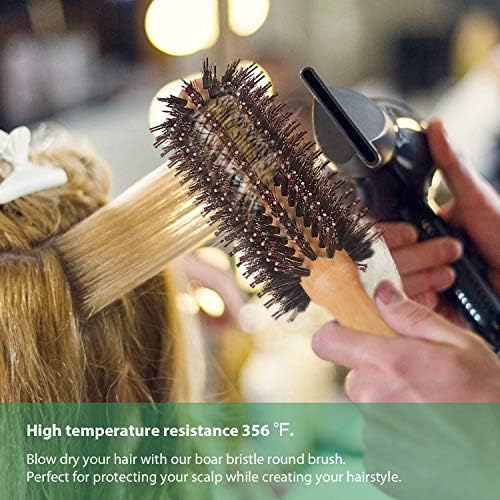 Vista Round Brush Bamboo Natural Boar Bristle Hair Brush Round - Image 7
