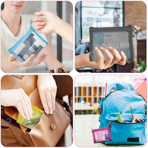 Mini Mesh Pouches(4 Pack), Small Mesh Bags with Zipper Nylon Makeup Pouches Bag Cosmetic Pouch Travel Purse Organizer Insert Diaper Inside Bag Organizers Home Organizing Size See Through Cute Colors - Image 6