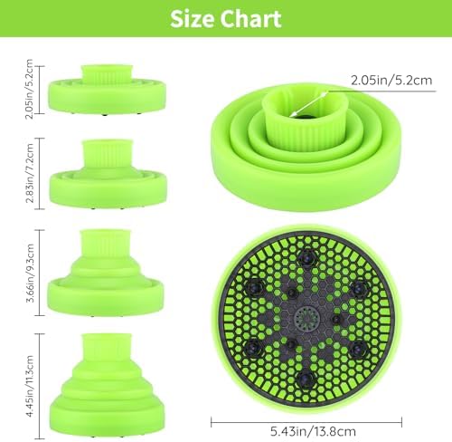 Segbeauty Collapsible Blow Dryer Diffuser, Travel Portable Hair Diffuser for Natural Curly Hair, Professional Lightweight Folding Diffuser Attachment for Dryers Nozzle 1.54 to 1.69 inches Green - Image 2