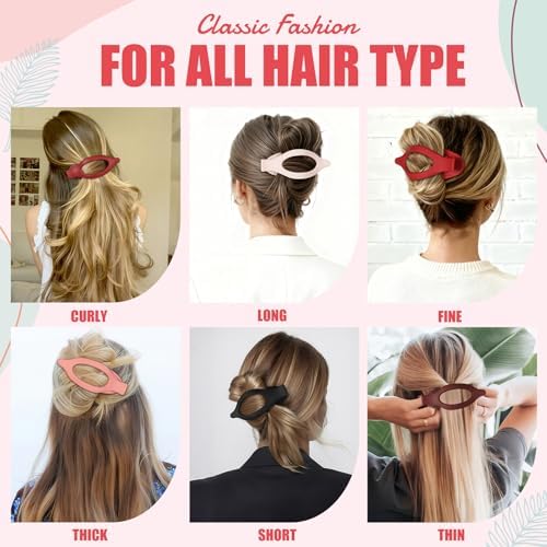 Flat Hair Clips for Women - 6 PCS French Flat Claw Clips Medium Hair Clips for Girls Large Hair Claw Clips for Thick or Thin Hair Strong Hold No Slip Hair Accessories for women (Red) - Image 5
