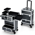 Hododou Rolling Makeup Case Cosmetic Travel Trolley Storage Sliding Drawer 4 Tray Makeup Travel Case with Wheels Salon Barber Case Traveling Cart Trunk for Cosmetologist Nail Tech Hairstylist Black by Hododou