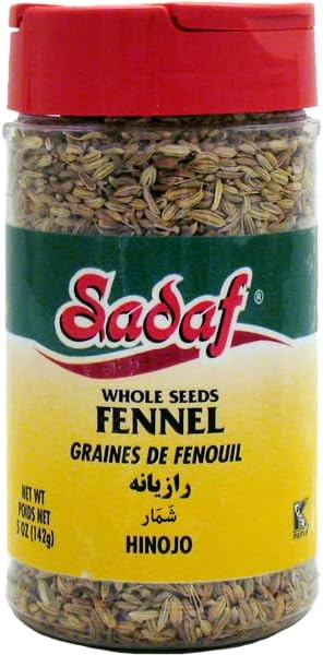 Sadaf Fennel Seeds - Whole Fennel Seeds for Cooking - Semillas de Hinojo - Kosher & Halal - 5 Oz Bottle with Shaker Top by Sadaf