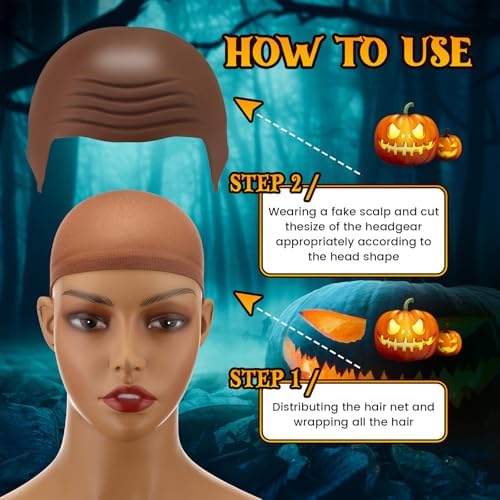 Syhood 2 Pcs Bald Caps Halloween Latex Bald Cap - Image 5