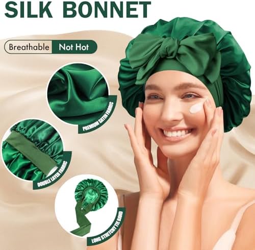 Silk Bonnet for Women,Adjustable Double Layer Sleep Cap - Image 6