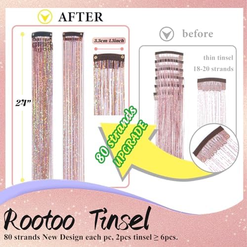 Hair Tinsel Clip in Gold-pink Fairy Hair Tinsel Kit - Image 2