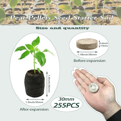 255 Pcs 30mm Peat Pellet Fiber Soil Plant Seed Starters,Compressed Peat Pellet Fiber Soil, Compressed Peat Block for Seedlings for Growing Herbs, Flowers and Vegetables - Image 2