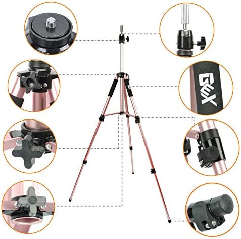 GEXWORLDWIDE GEX 63" Heavy Duty Mannequin Tripod Stand Wig Stand for Wig Mannequin Head Training Doll Manikin Head for Cosmetology Hairdressing with Travel Bag (Rose Gold) - Image 3