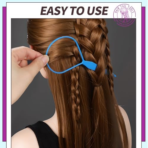 Teenitor 4pcs Pony Hair Tail Accessories, 2 Pairs French Braiding Tool, Turvy Styling Tool for Women Girls, Ponytail Pull Through Tool Purple/Blue - Image 5