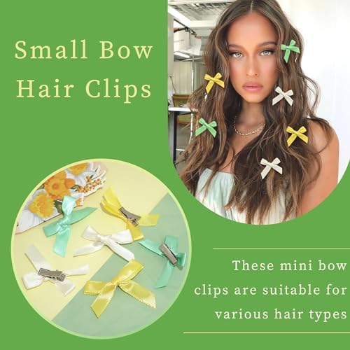 30PCS Small Hair Bows 3 Colors Mini Bow Hair Clips Satin Tiny Green Bow Clip Y2K Hair Accessories for Girls and Women - Image 3