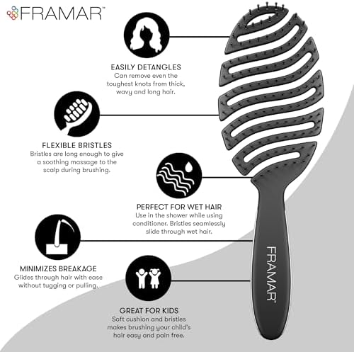FRAMAR Vented Hair Brush For Women, Flex Brush, Wet Hair Brush Detangler - Image 2