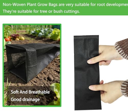 50PCS Deep Nursery Grow Bags, Black Plant Grow Bag for Starting Rooted Plants Vegetable, Flower, Seedling Tree Seedling Pots, 10" H Before Loading Soil - Image 4