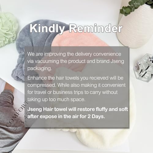 Jseng 3Packs Microfiber Hair Towel for Women - Quick-Drying, Super Absorbent Hair Wrap with Bow Design, Soft Hair Towel Turban for Curly Long Wet Hair - Image 7