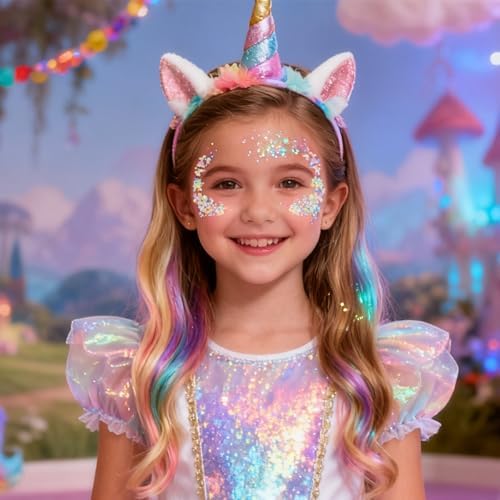 Mysense Carnival White Body Glitter Stick,Face Hair Glitter Gel for Women Kids,Sparkling Mermaid Sequins Chunky Glitter Face Paint Makeup,Singer Concert Outfit Festival Rave Accessories - Image 2