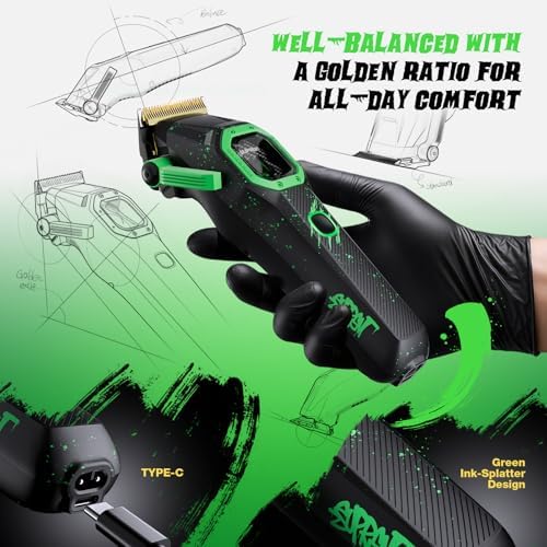 SUPRENT FANGS Professional Barber Clippers - High-Performance 13,000 RPM Vector Motor Hair Clipper Barber Trimmer Set, Professional Haircutting Kit with AI Speed Control, Patented U-Teeth Blade(black) - Image 4
