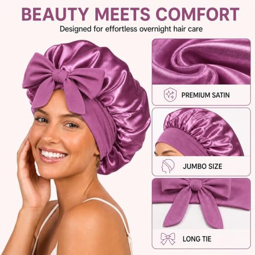 Silk Satin Hair Bonnet for Sleeping Women with Adjustable Tie - Image 4