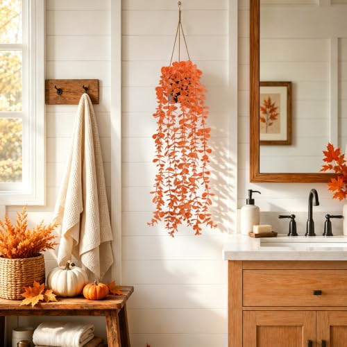 Der Rose 2Pcs Fake Fall Hanging Plants for Home Bathroom Wall Outdoor - Image 5