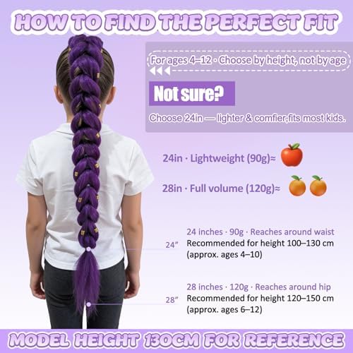 Getgal 24 Inch 613 Braids Ponytail Hair Pre Braiding Hair with Tie Synthetic Golden Hair Extensions for Halloween Costume Cosplay（24inch Ponytail 613） - Image 6