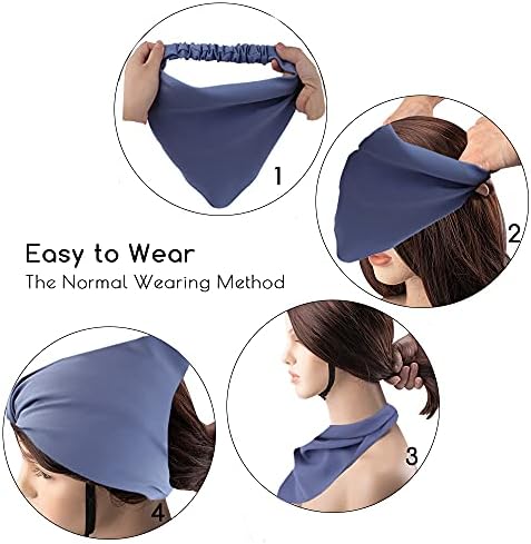 TOBATOBA Bandana Headband for Women Hair Scarf Headbands, 5 Pcs Solid Hair Bandanas Scarf for women Chiffon Head Kerchief Head bands Fashion Boho Hairbands for Women Girls - Image 4