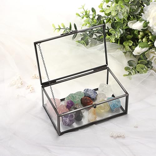 Hipiwe Vintage Glass Keepsake Box Clear Jewelry Display Lidded Box with Lid - Image 6