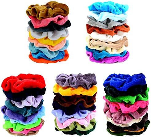 Chloven 45 Pcs Velvet Hair Scrunchies Elastics Hair Bands for Women Girls - Image 5