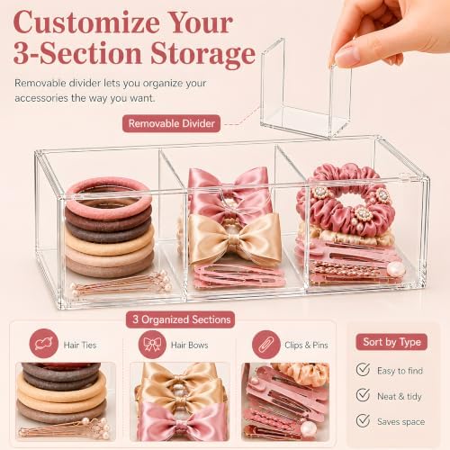 Hair Accessories Organizer for Girls with Drawer Box and Removable Divider - Image 4
