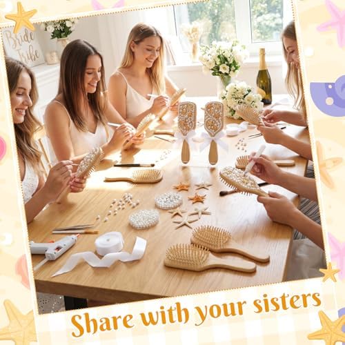 12 Set Wooden Hair Brush Decorating Kit, Classic Style, White - Image 6