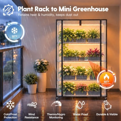FREELICHT Indoor Greenhouse with Grow Light, 5-Tier 4×30W, 35.4x13.8x61.5IN - Image 3