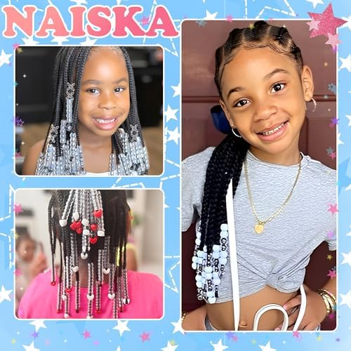 NAISKA 108PCS White Hair Beads Clear Beads for Hair 10 Styles Loc Bead Acrylic Assorted Bead Transparent Loc Jewelry Cute Braids Accessories for Kids Girls - Image 7