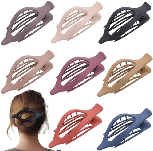 8 Pack Flat Hair Clips for Women,Matte No Crease Flat Claw Clips, Large Strong Hold Barrettes for Thick & Thin Hair, French Duckbill Styling Accessories by CentStar