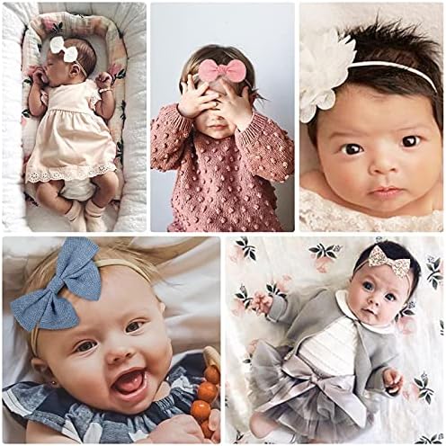 BQUBO Baby Girl Bows and Headbands Soft Nylon Hairbands Elastics Handmade Girls Flower Hair Accessories for Newborn Infant Toddlers Kids 10 Pack - Image 4