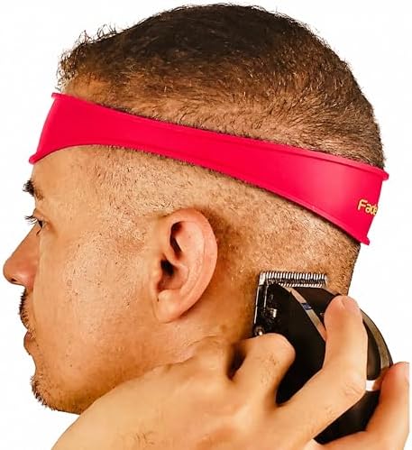 Hands-Free Fade Guide for Men – Silicone Haircut Template for Clippers | Neckline Shaver Guide | DIY Self Haircut Tool (RED) by FadeGuide