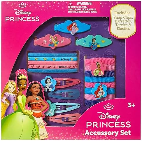 Luv Her Disney Girls' Hair Accessories Set - 20 Pack Featuring Disney Princesses - Includes 3 Barrettes, 4 Snap Clips, 5 Elastics, 8 Terry Ponies - Everyday Wear, Special Occasions, Ages 3+ by LUVHERKIDS