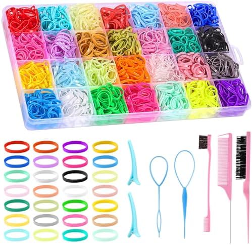 Hair Ties Accessories for Little Girls, 1500 Rubber Bands with 8 Hair Tools by Unknown