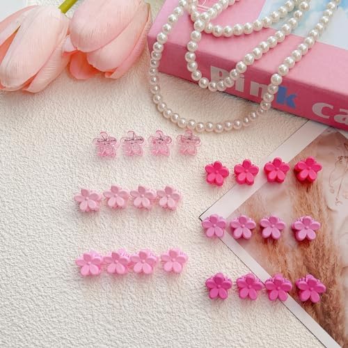 EleMirsa 96pcs Baby Girl Hair Clips - 24 Multicolors Mini Flower Claw Clips in Organizer Box - Image 3