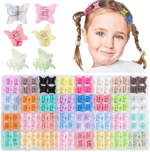128Pcs 0.6In Mini Butterfly Hair Claw Clips for Toddler Baby Girl, Colorful by obeobyhairaccessories