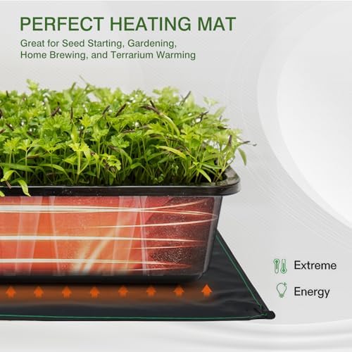 EAGLE PEAK Seedling Heat Mat 20”x20”, UL & MET-Certified Heating Pad for Seed Starting, Waterproof Heating Mat for Seed Germination, Warm Hydroponic Gardening Heating Pad, Contains (1) Warming Mat - Image 2