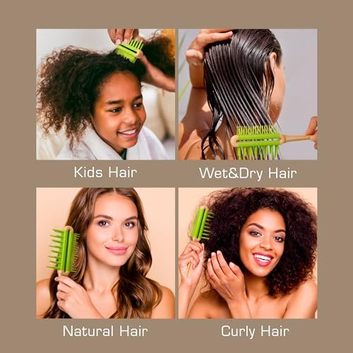 Red by Kiss Detangling Brush for Adults & Kids, Long & Wide Tooth, Mixed-Length Detangler Comb with Rat Tail for All Hair Types (Pack of 2) - Image 6