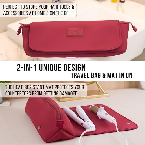 BAREFOOT CARIBOU Hair Tools Travel Bag and Heat Resistant Mat 17"(Burgundy) - Image 5