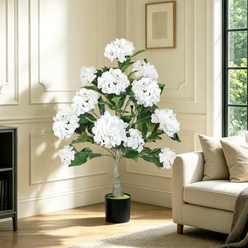 2 Pcs Faux Hydrangea Tree, 3Ft Hydrangea Artificial Flowers Potted - Image 5